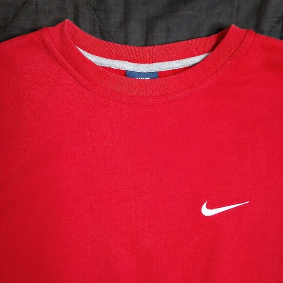 Vintage Y2K Nike Small Swoosh Crewneck Sweatshirt Red - Picture 1 of 6